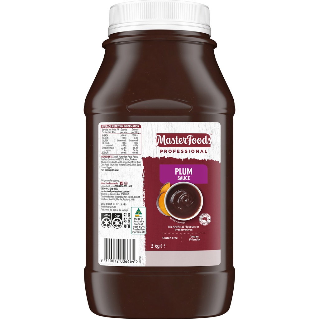 MasterFoods™ Professional Gluten Free Plum Sauce 3kg