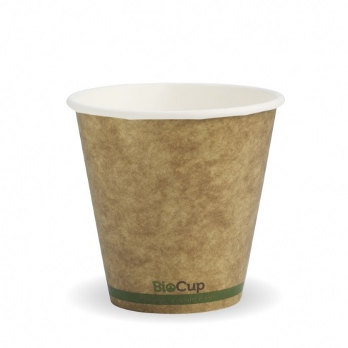 8oz Kraft Green Stripe Single Wall BioCup (1000)