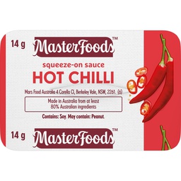 [MFDS/HCHILLIPORT] MasterFoods Portion Control Squeeze On Hot Chilli Sauce 100x14g